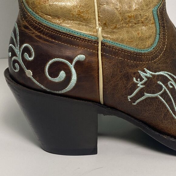 Sterling River Boots Women’s 7B Brown Teal Leather Western Embroidered Pointed - Picture 8 of 12